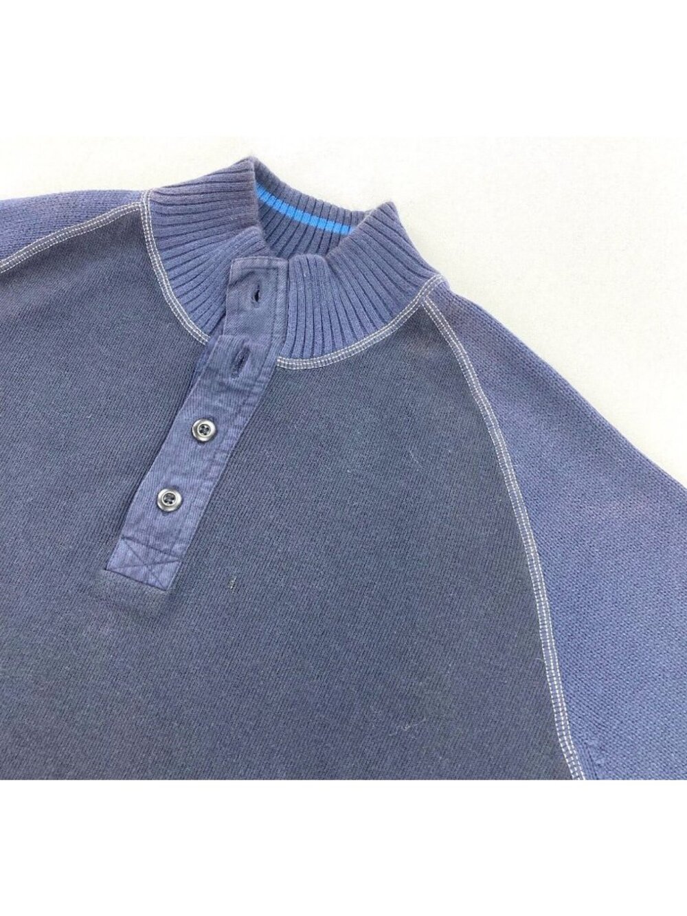 Tommy Bahama Men’s Long Sleeve 1/4 Button Thermal Sweater Navy Blue • Large
